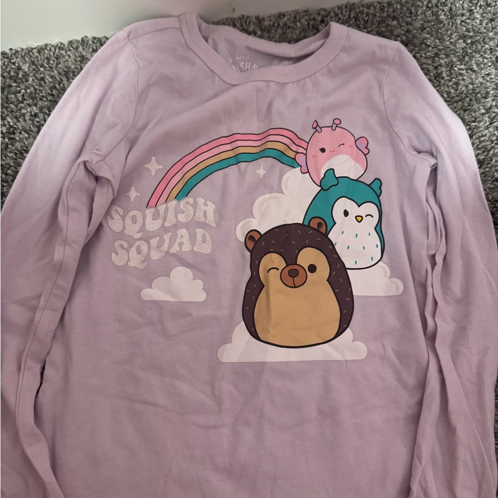 Squishmallows Lavender Long Sleeve Top with Rainbow & Characters